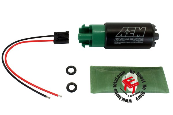 AEM 320lph E85 High Flow Kraftstoffpumpe mit Haken und Versetztem Einlass 50-1215