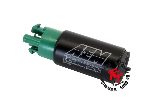 AEM 320lph E85 High Flow Kraftstoffpumpe mit Haken und Versetztem Einlass 50-1215