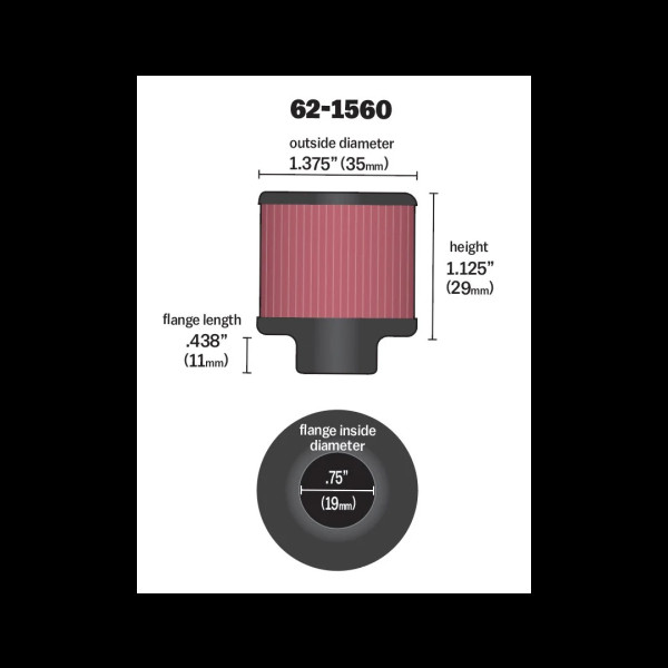 Crankcase vent filter K&N 62-1560